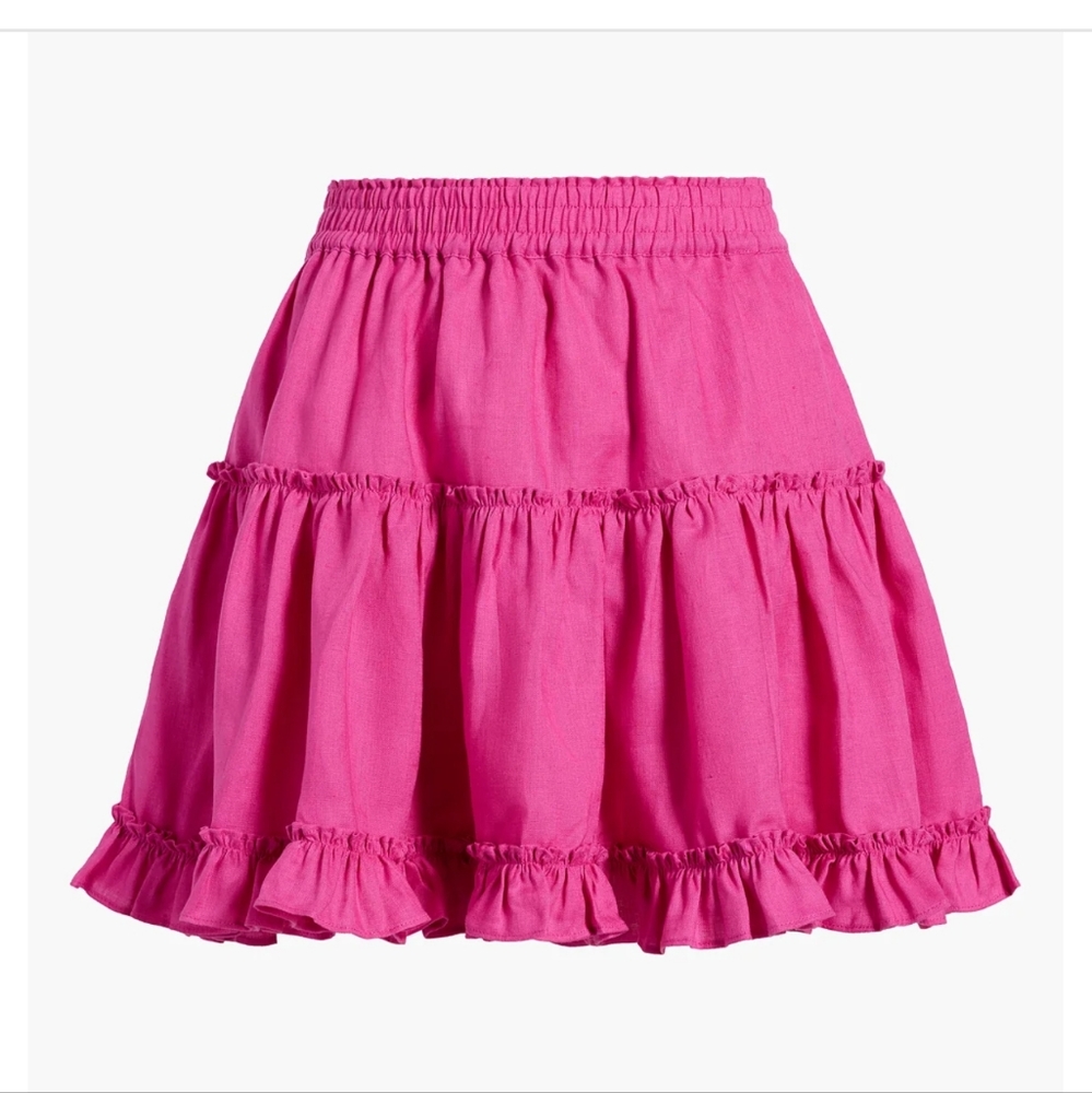Hill House bright pink tiered mini skirt